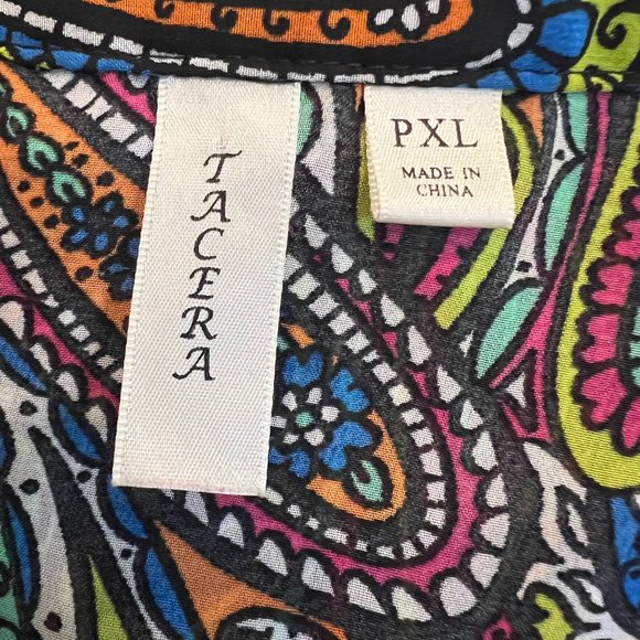 TACERA Semi Sheer Paisley Shirt Tunic Swimsuit Cover Dress Size XL - Picture 6 of 6